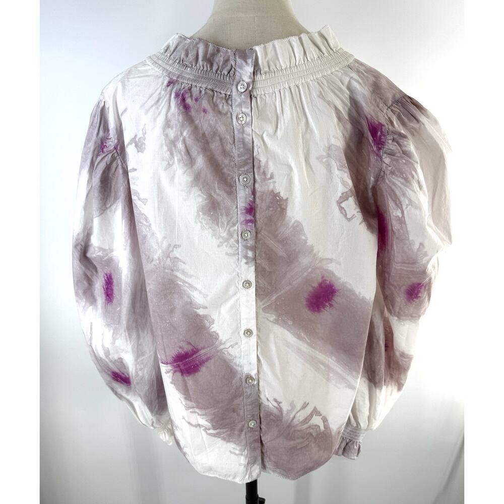 Sea New York Tamara Top Ruffled High Neck Blouse Cotton Large Back Buttons - Picture 5 of 9